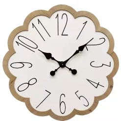 White Scalloped Wood Wall Clock