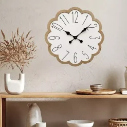 White Scalloped Wood Wall Clock