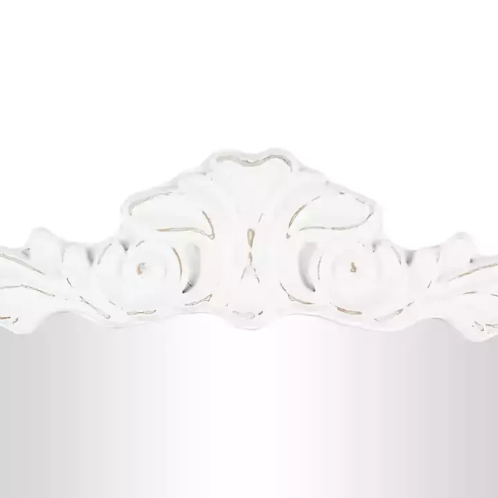 White Scroll Arched Rectangle Wall Mirror