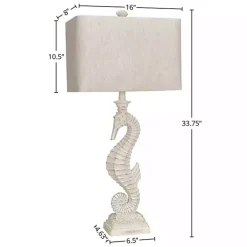 White Seahorse Table Lamps, Set of 2