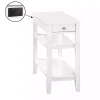 White 2-Shelf Charging Accent Table