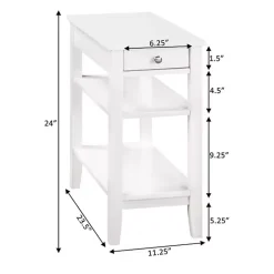 White 2-Shelf Charging Accent Table