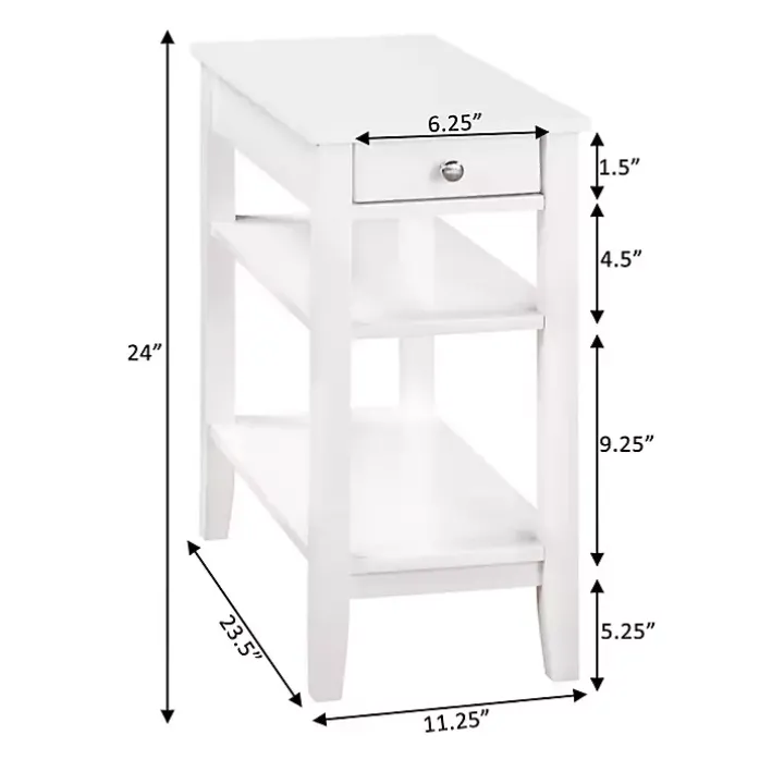 White 2-Shelf Charging Accent Table