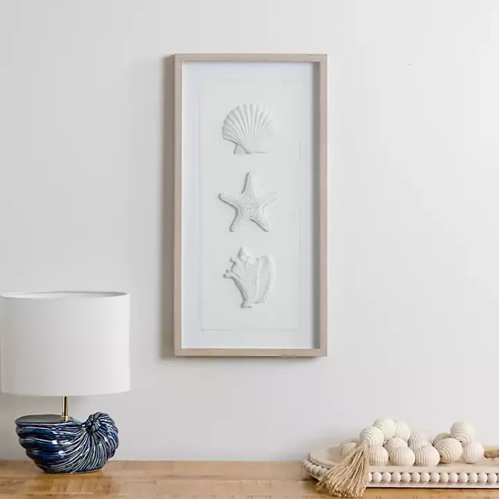 White Shells Shadowbox Wall Plaque