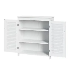 White Slatted 2-Door Bathroom Storage Cabinet