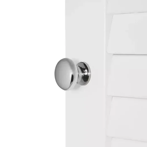 White Slatted 2-Door Bathroom Storage Cabinet
