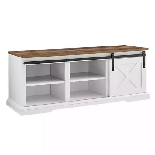 White Sliding Barn Door Bench