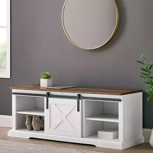 White Sliding Barn Door Bench