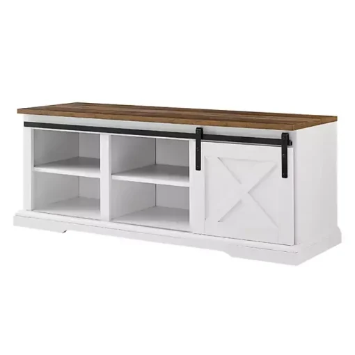 White Sliding Barn Door Bench