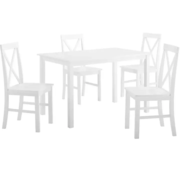 White Solid Wood 5-pc. Dining Set
