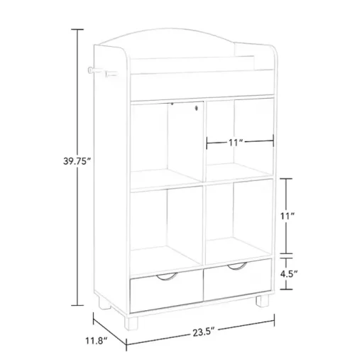White Storage Cabinet Bookshelf with 2 Navy Bins