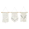 White Tasseled Macrame Wall Hangings, Set of 3