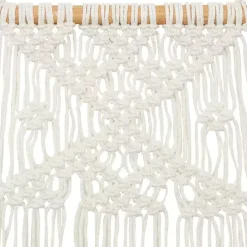 White Tasseled Macrame Wall Hangings, Set of 3
