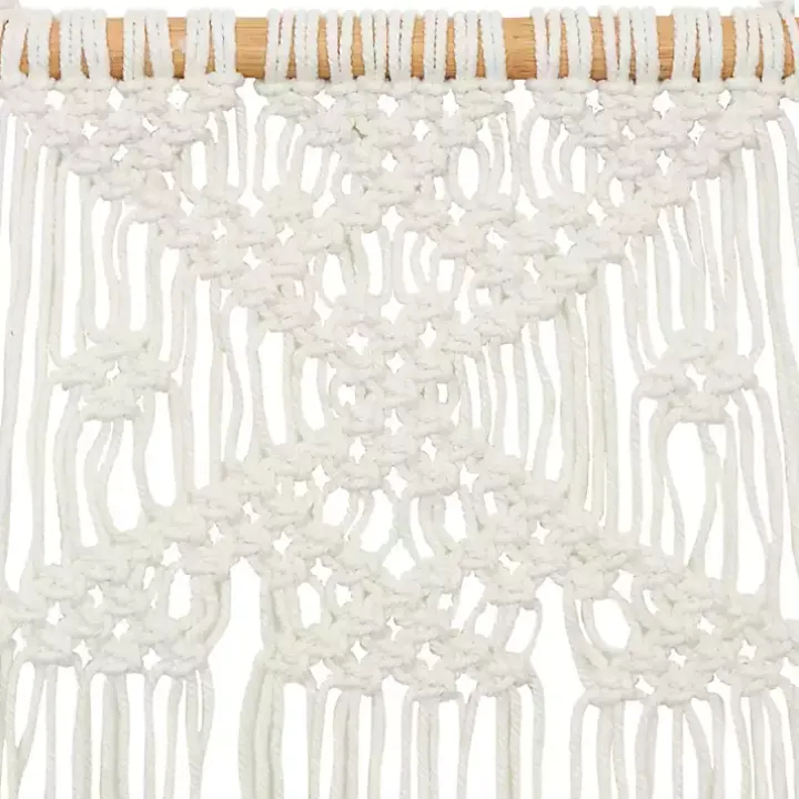 White Tasseled Macrame Wall Hangings, Set of 3