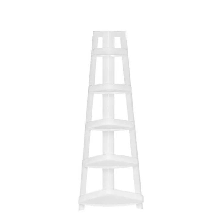 White 5-Tier Corner Ladder Shelves