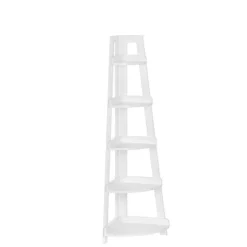 White 5-Tier Corner Ladder Shelves