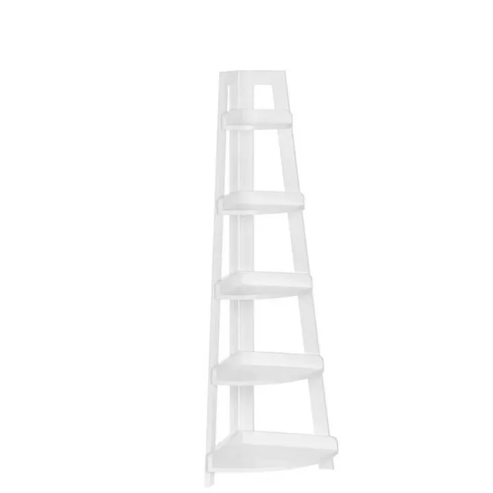 White 5-Tier Corner Ladder Shelves