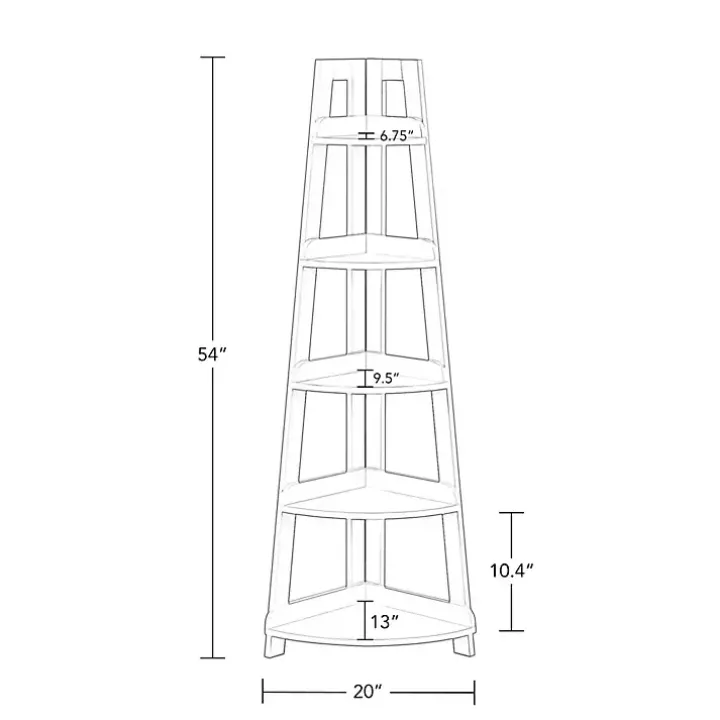 White 5-Tier Corner Ladder Shelves