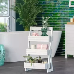 White Tiered 3-Shelf Bathroom Shelves