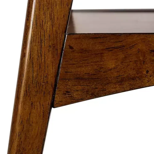 White Top and Pecan Wood Mid-Century Modern Table
