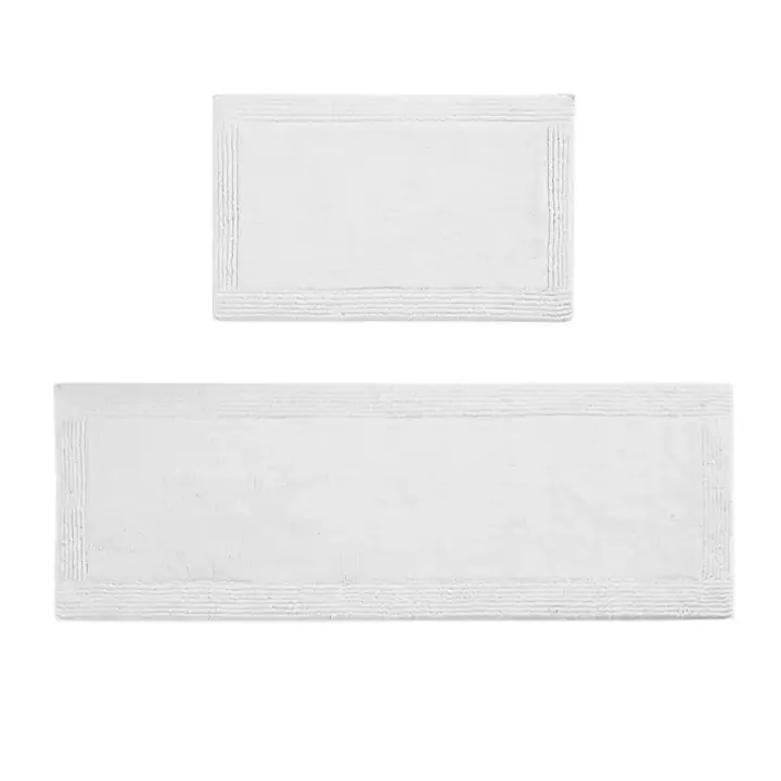 White Tufted Reversible Bath Mat, 34 in.