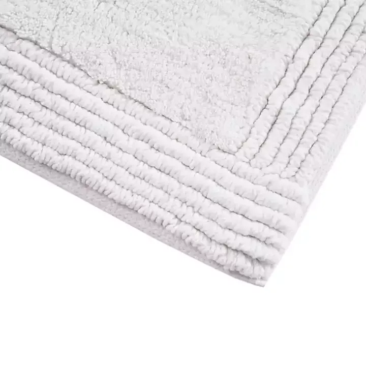 White Tufted Reversible Bath Mat, 34 in.