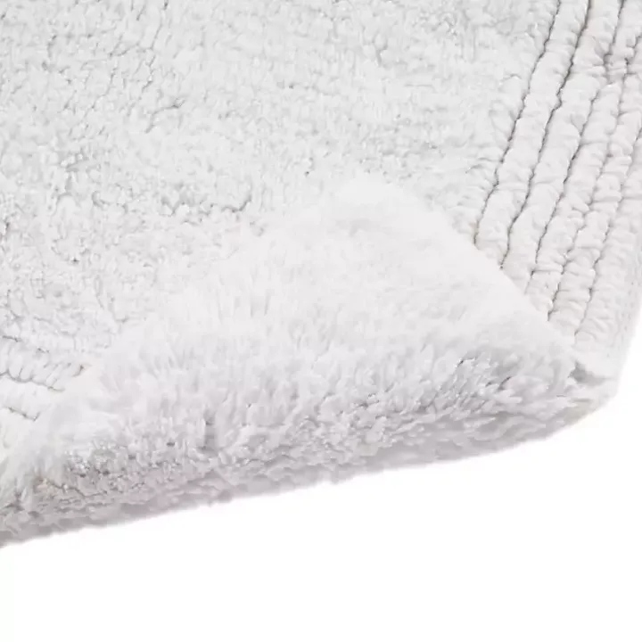 White Tufted Reversible Bath Mat, 34 in.