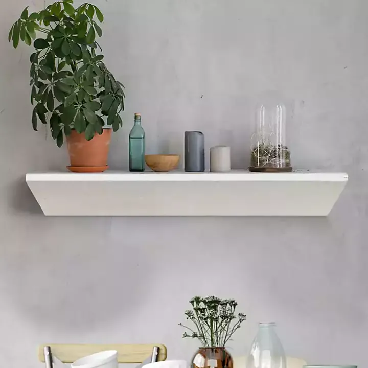 White Wedge Wood Small Floating Shelf