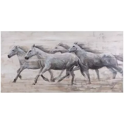 White Wild Horses Canvas Art Print