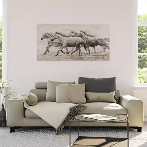 White Wild Horses Canvas Art Print