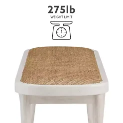 White Wood & Rattan Conelly Bench
