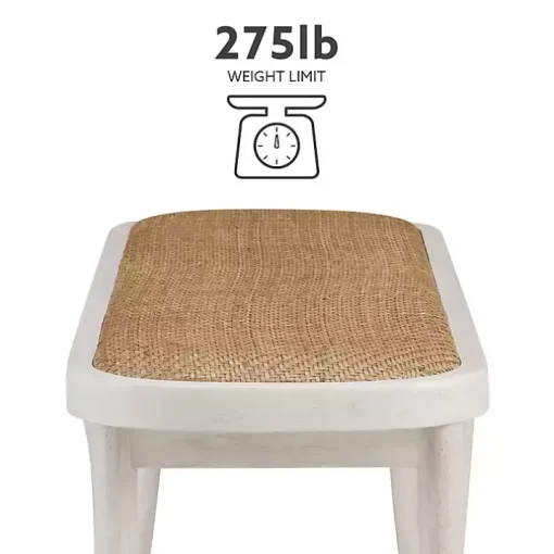 White Wood & Rattan Conelly Bench