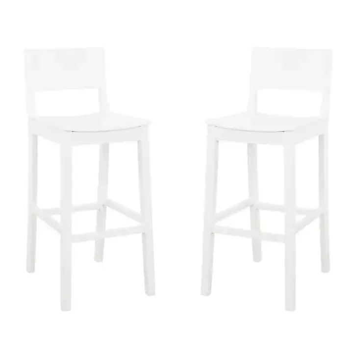 White Wood Devin Bar Stools, Set of 2
