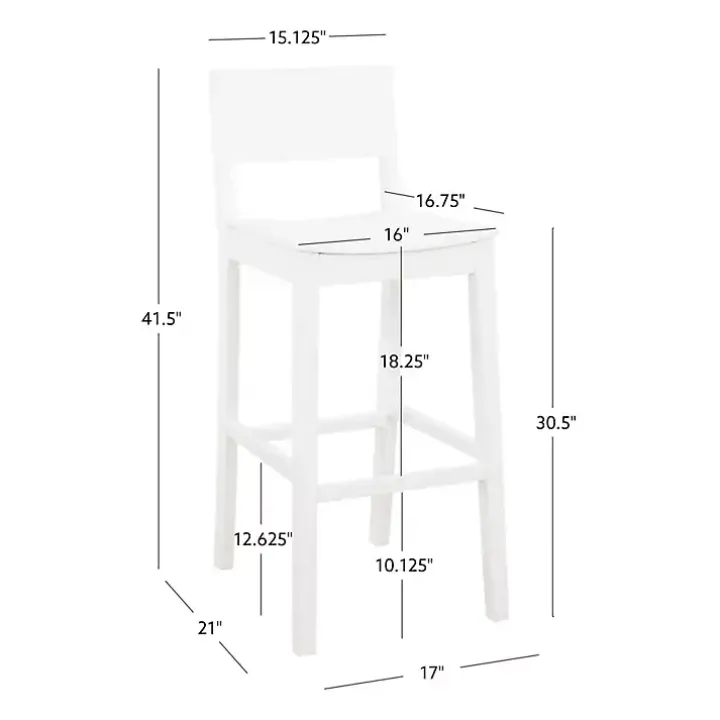 White Wood Devin Bar Stools, Set of 2