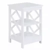 White Wood Diamond 2-Tier Accent Table