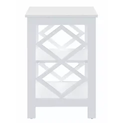 White Wood Diamond 2-Tier Accent Table
