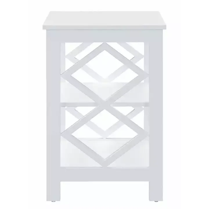 White Wood Diamond 2-Tier Accent Table