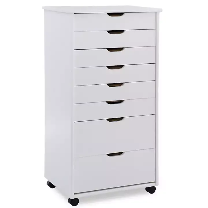 White Wood 8-Drawer Cary Storage Cart