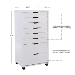 White Wood 8-Drawer Cary Storage Cart