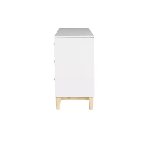 White Wood 6-Drawer Footed Dresser