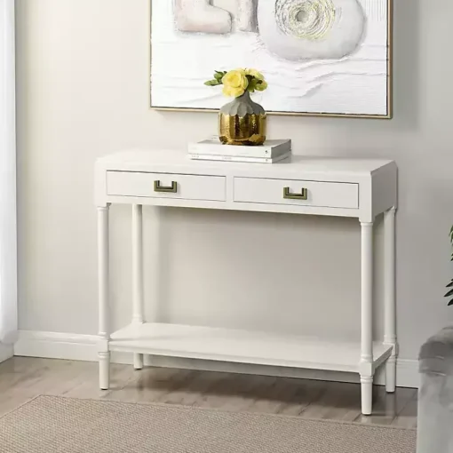 White Wood 2-Drawer Layla Console Table