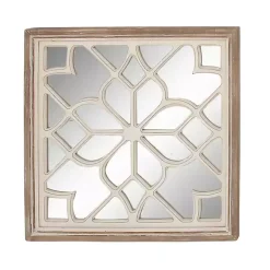 White Wood Lattice Overlay Mirror