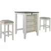 White Wood Linen 3-pc. USB Island and Stool Set