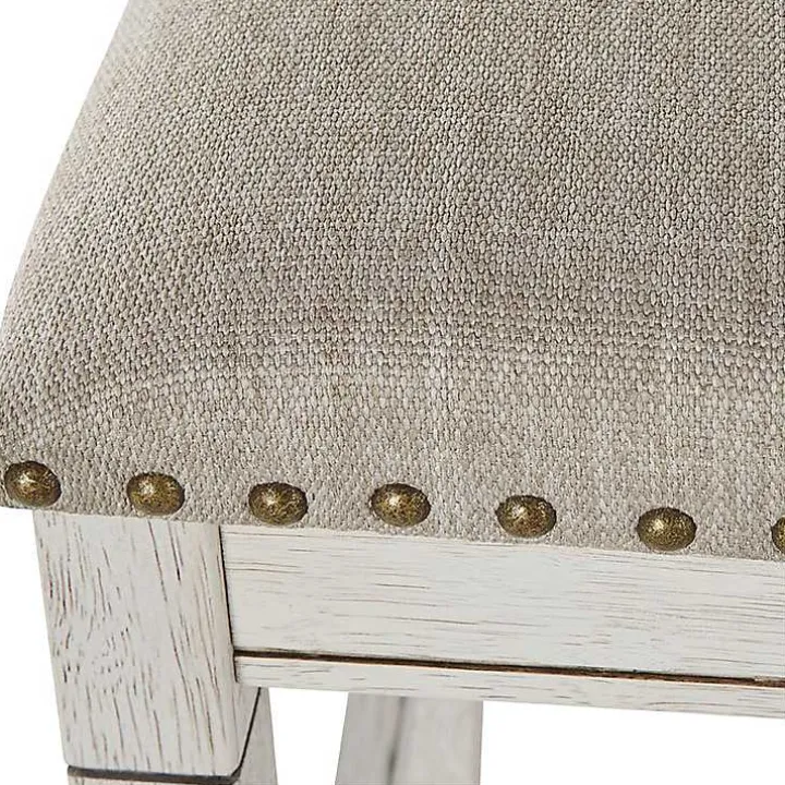 White Wood Linen 3-pc. USB Island and Stool Set