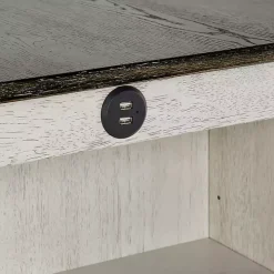 White Wood Linen 3-pc. USB Island and Stool Set