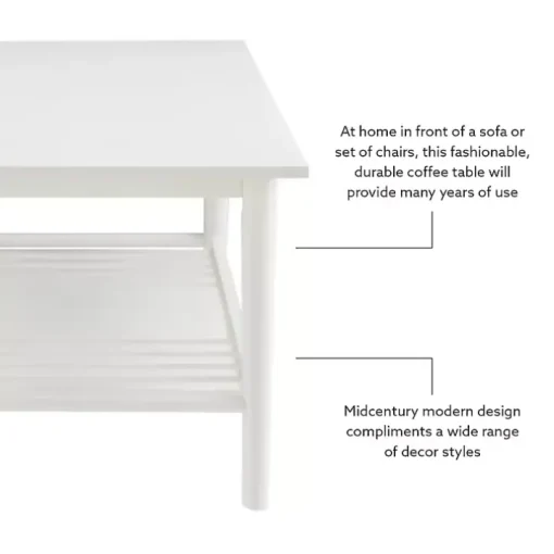 White Wood Midcentury Coffee Table