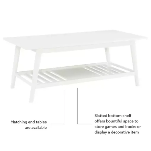 White Wood Midcentury Coffee Table