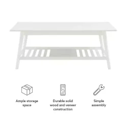 White Wood Midcentury Coffee Table