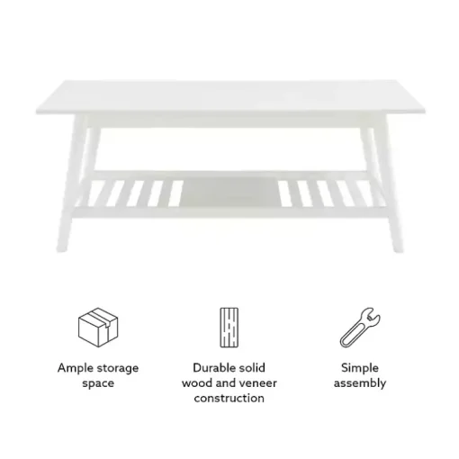White Wood Midcentury Coffee Table