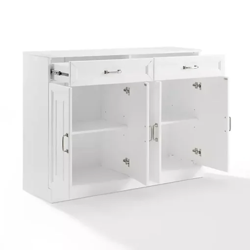 White Wood Panel 4-Door Cabinet